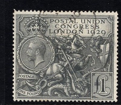 GB KGV SG438 1 Black PUCfine used but has been washed 