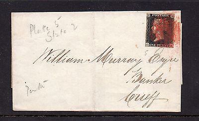 GB QUEEN VICTORIA 1d PENNY BLACK ON 1841 ENVELOPE TO CRIEFF