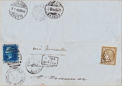 GB Used Abroad in BEYROUT British Levant G06 French 30c RARE Mixed Franking