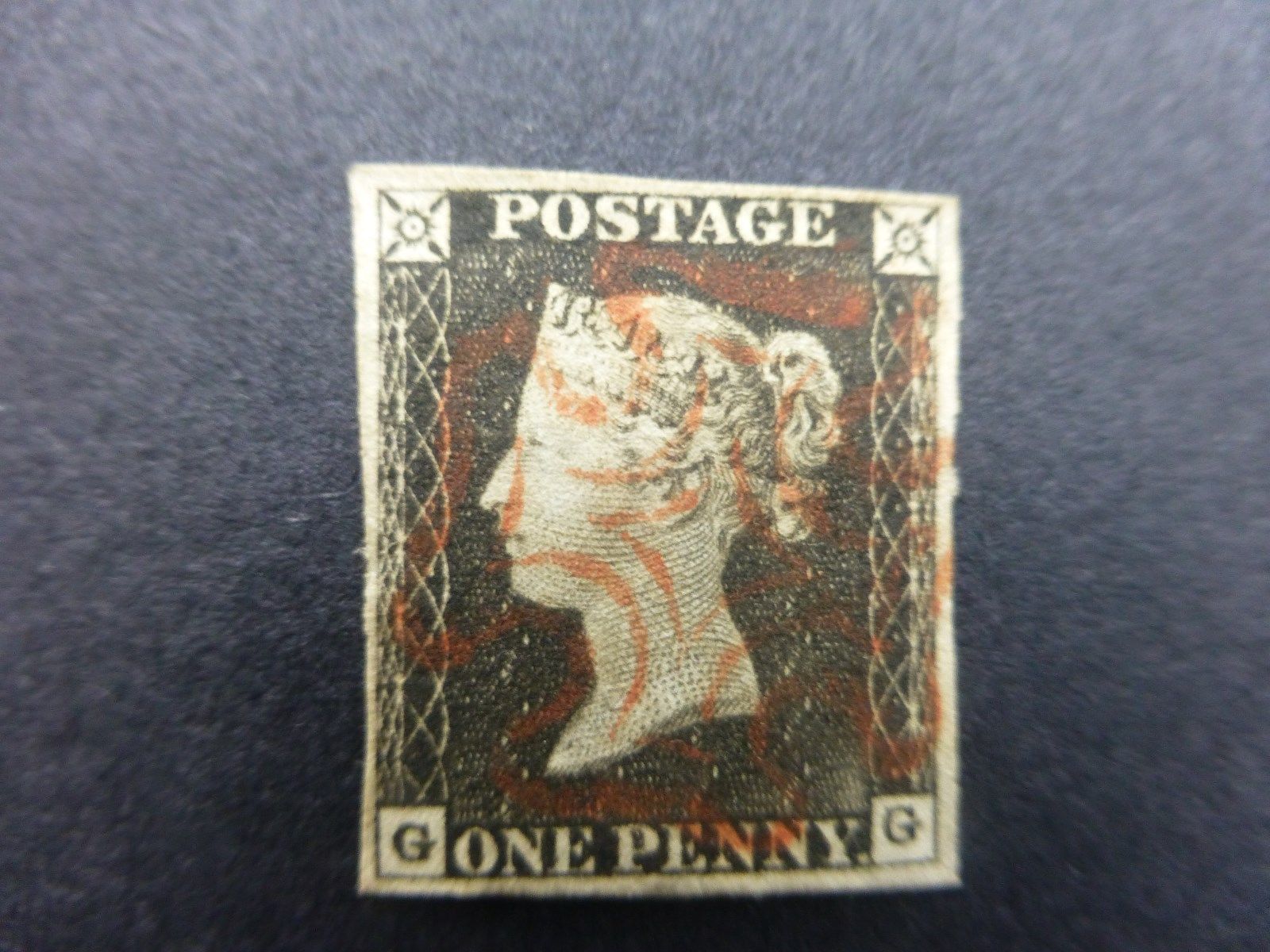 Genuine GB 1840 Penny Black G GFour Margins very fineused 