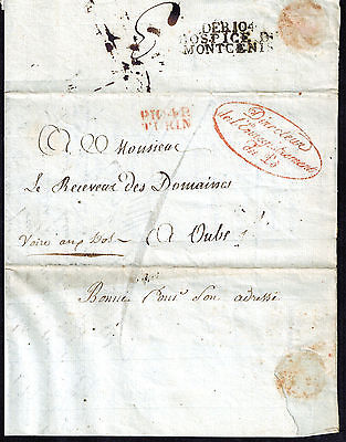 France Italy Napoleon War 1813 Letter from Turin   Hospice de Montcenis RARE