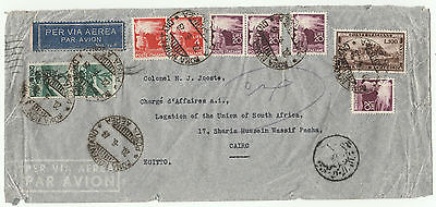 Italy 1949 100 Lire Romana to Cairo Egypt South Africa Legation  Airmail COVER