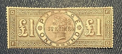 GB QV 1884 1 brown  lilac SG 185  3 crowns wm Mint  specimen overprint