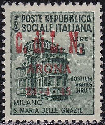 ITALY LOCAL ISSUES CLN 1944 Arona L3 carmine ovpt  MNH  Rare G81131
