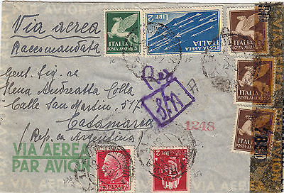 ITALY 1943  cover st air mail from Roma  VIA LISBONA to ARGENTINA