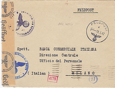 GERMANY BLACK SEA 1942 cover canc FELDPOST 00279 to ITALY