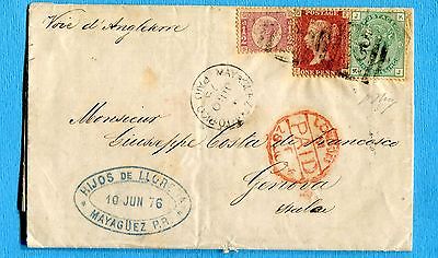 PUERTO RICO  1876 Cover to Italy  Via ENGLAND GREAT BRITAIN 3367