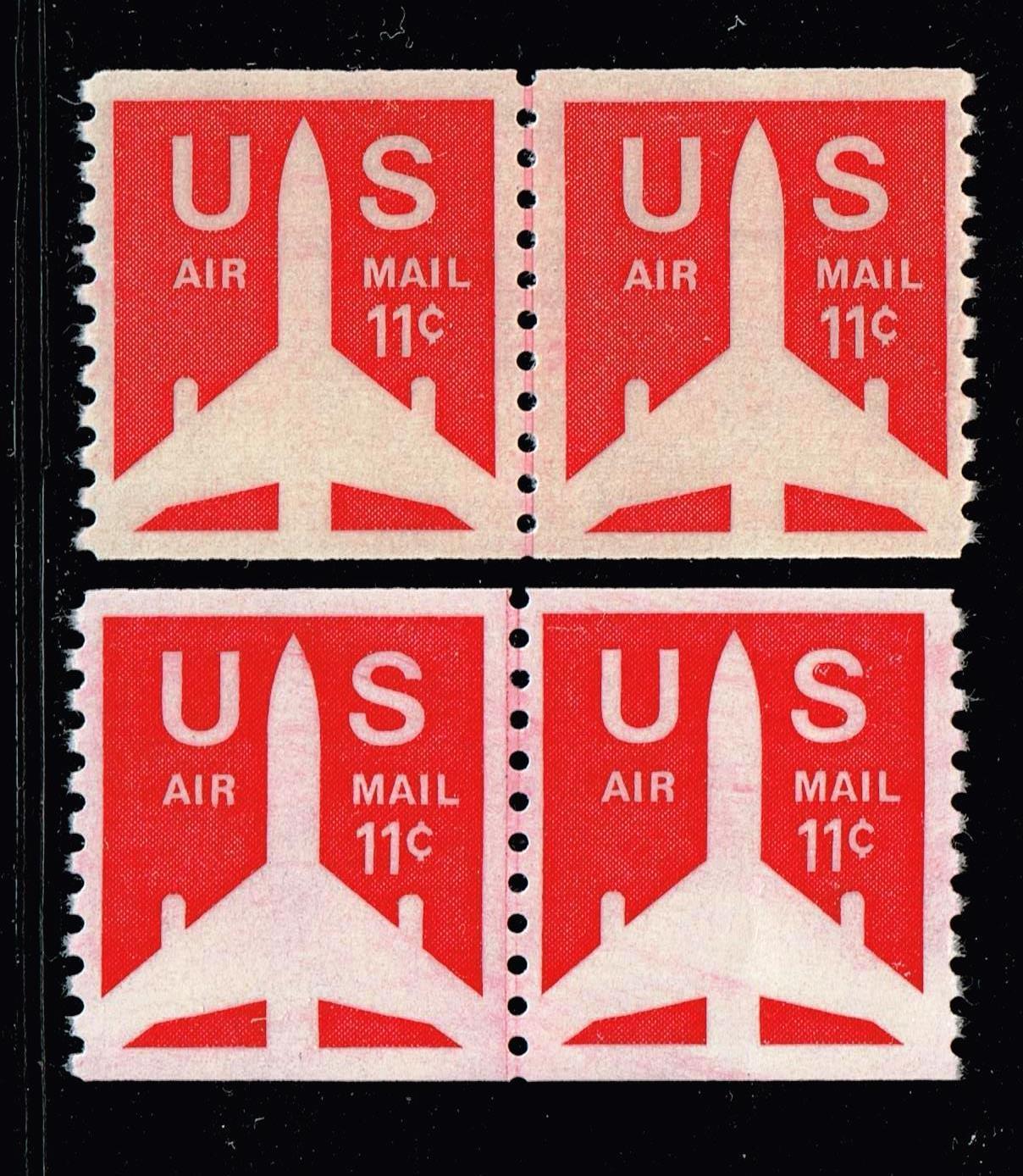 US stampC82  1971 11c Jet Airliner Coil MNH LP UNTAGGED ERROR STAMP bottom