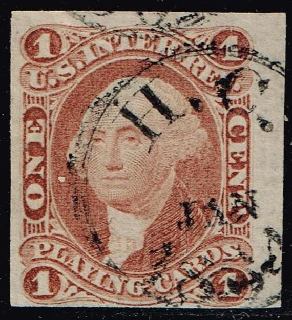 US stampR2A 1c Playing Card 186271 Revenue stamp  CERTIFICATE