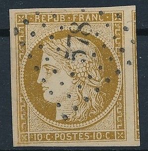 30177 France 1850 Good RARE classical stamp 4 margins Very Fine used V370