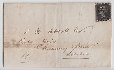 GB 1841 PENNY BLACK WRAPPER HULL TO LONDON