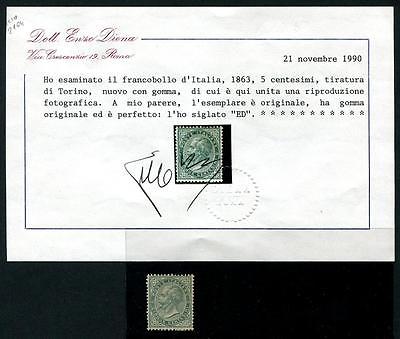 Italy Sc 26 Fine OG Stamp Diena Cert Scott 240000