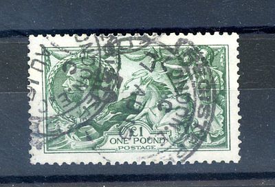 Great Britain  1913  1 Green Seahorse SG 403  fineused  No Faults   J774