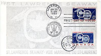 1959 US Canada St Lawrence Seaway Dual FDC cachet Unk
