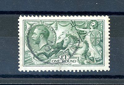 Great Britain 1913 1 Green Seahorse SG 403 very fine used N866