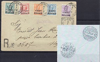 ITALY  OFFICES ABROAD   ALBANIA 1902  1907  TWO scarce sets on REG COVER 