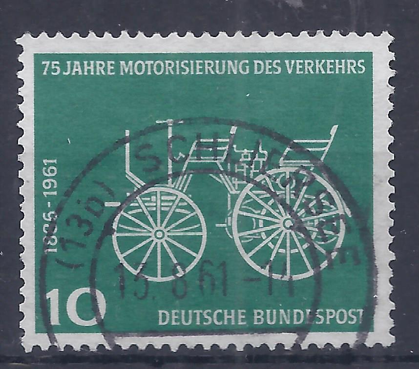 Germany 1961 Motoring 75th Anniversary 10pf missing black colour