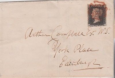 WOW QV COVER 1841 GB 1d PENNY BLACK STAMP SUPERB RED MALTESE CROSS HI CAT 750