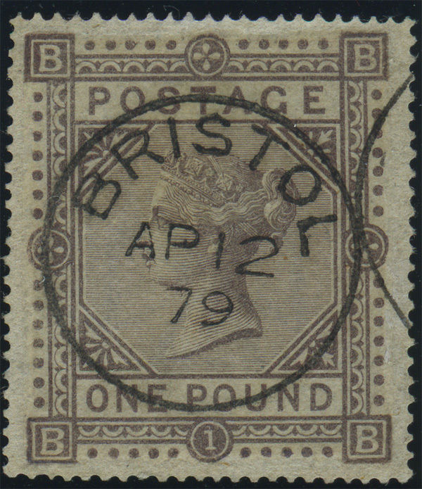 SG 129 Maltese Cross 1 brownlilac BB superblooking used example with fine