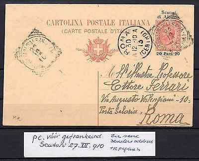 ITALY  OFFICES ABROAD  ALBANIA  1913   SCUTARI  scarce POSTALSTATIONERY  