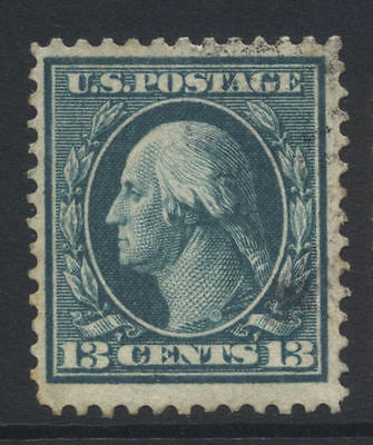 US 13c Washington bluish paper 1909 Sc 365 Used Cat value 4000