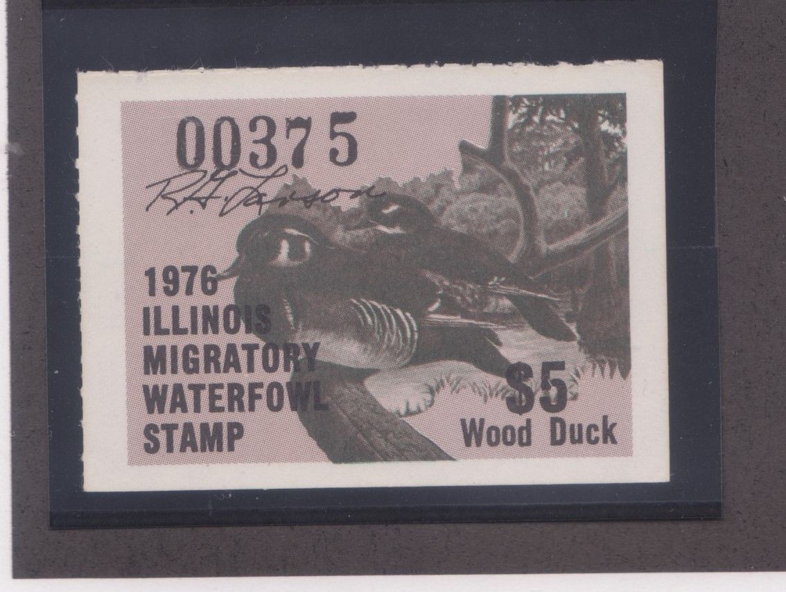 US Illinois 2 state Duck Stamp 1976 5 Wood Ducks mint nh artist signed scarce
