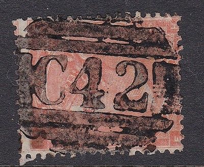 GB used abroad in ISLAY PERU C42  1862 4d plate 4 hairlines RARE EARLY C42