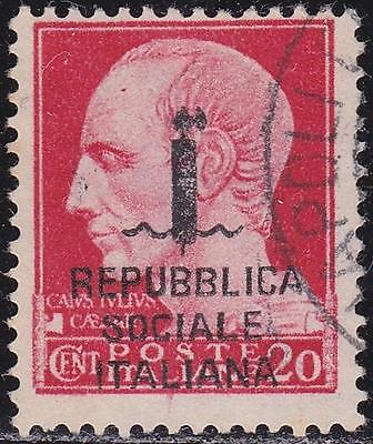 ITALY RSI 1944 Giulio Cesare 20c overprint error  Used  Signed G81125