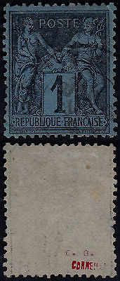 France 1880  Yv  84 Prussian Blue  Certificate  Used stamp
