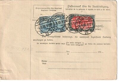 Germany Paketkarte parcel card 1918 Hamburg to Constantinople Turkey