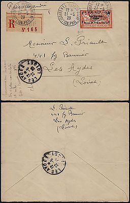 France 1929  Le Havre Philatelic Exhibition surcharge on Registered cover