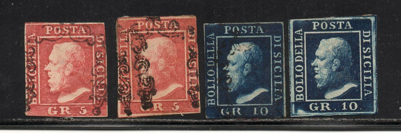 1859 ITALY SICILY RARE USEDMINT STAMPS LOT 3 CERTIFICATES 650000
