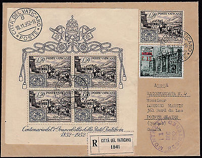 Vatican 154 155 155A Souvenier Sheet on Registered Cover 136 139 151 on back