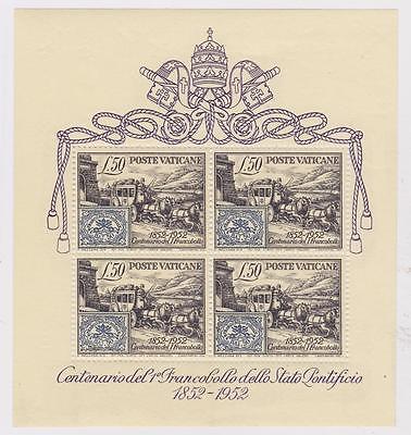VATICAN 1952 Centenary of 1st Stamp of Roman States SS MNH LUXUS G84384