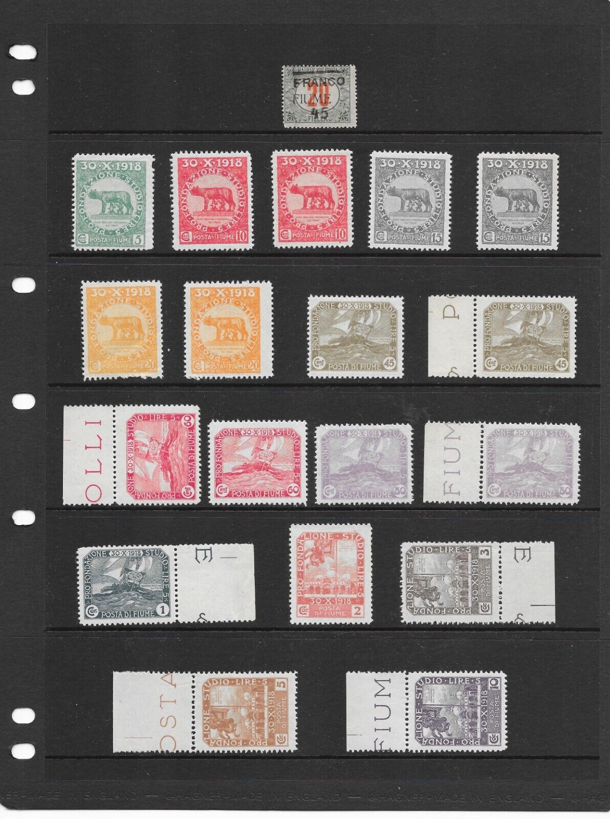 ITALYFIUME 191819 18 stamps MNH 1 stamp postage due MH