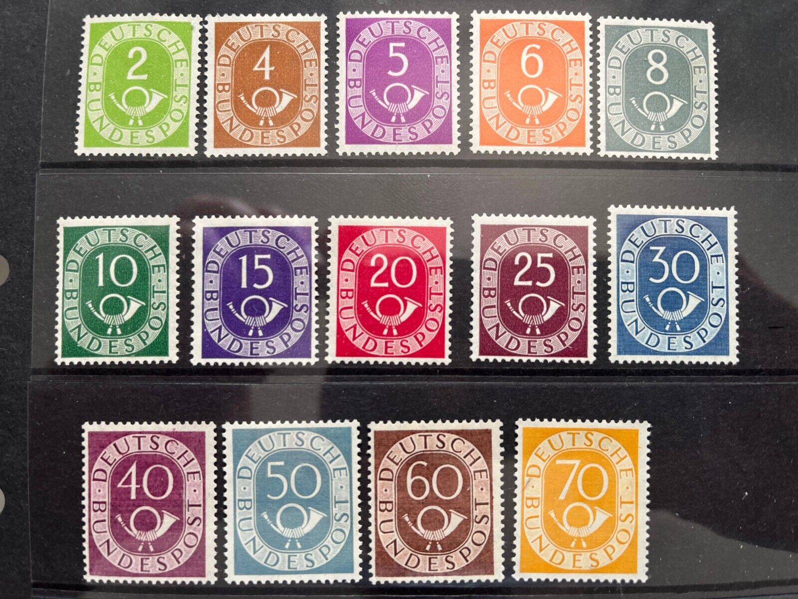 1950 WEST GERMANY STAMPS  POSTHORN SERIES TO 70pf  MINT HINGED  IC56