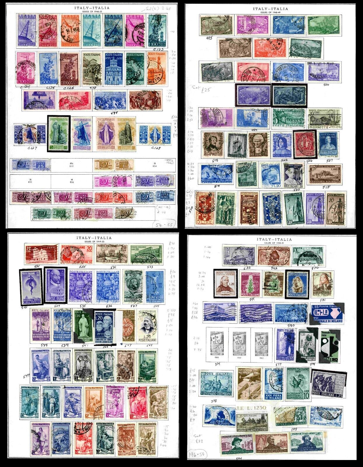 19461952 Italy Stamps Poste Italiane  MNH  MOG H  Used