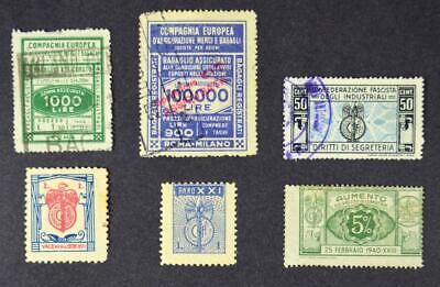 ITALY STAMPS 6 REVENUES MIXED  S48