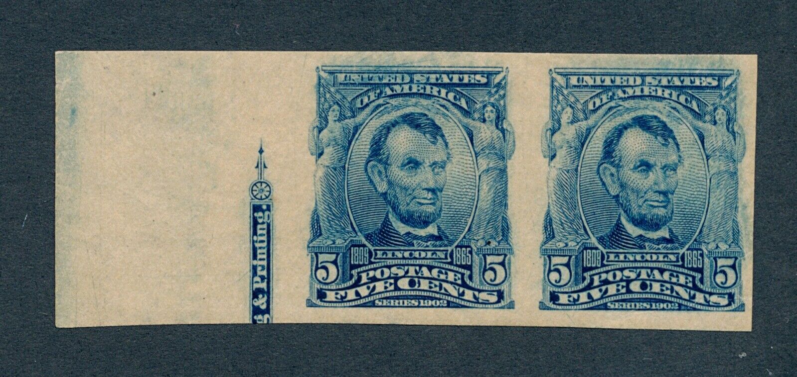 drbobstamps US Scott 315 Mint Lightly Hinged OG Sound Imprint Pair Stamps