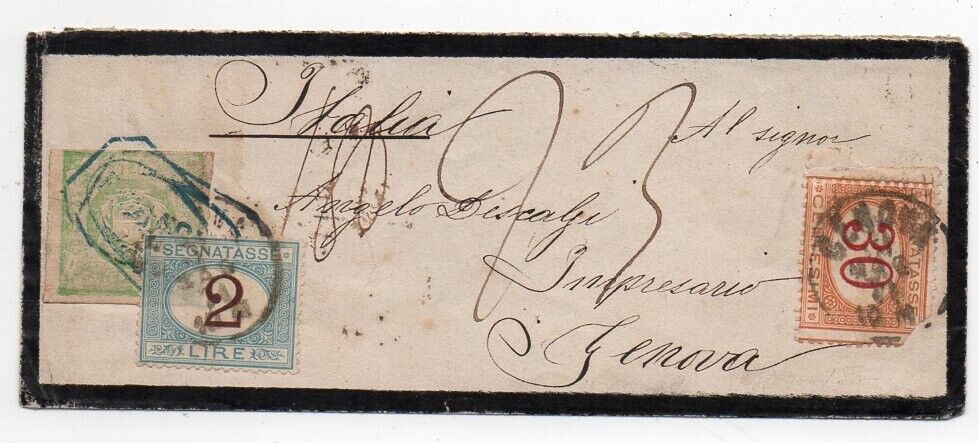 1871 PERU TO ITALY TAXED COVER RARE 2 LIRES STAMP 175000 EXROBINEAU RARITY