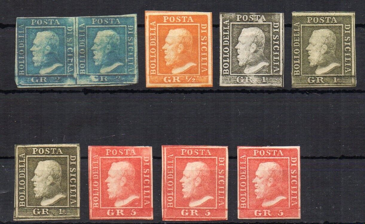 1859 ITALY SICILY 12gr5gr MINT STAMPS LOT 1040000 EXPERTS SIGNED TOP RARITY