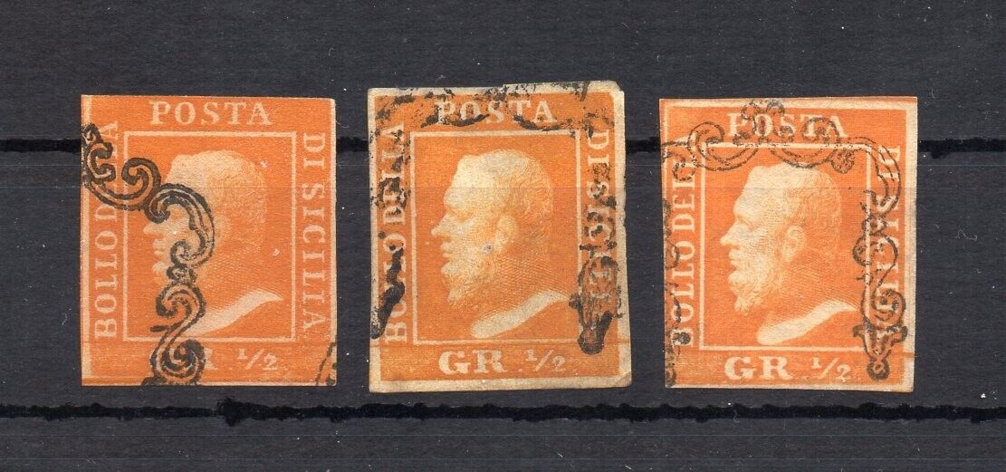 1859 ITALY SICILY 12gr USED STAMPS LOT DIFFERENT SHADES ASTRONOMIC VALUE 
