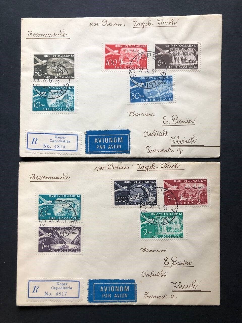 Italy Triest  Zone B 1954 2 cover with stamps Mi113122