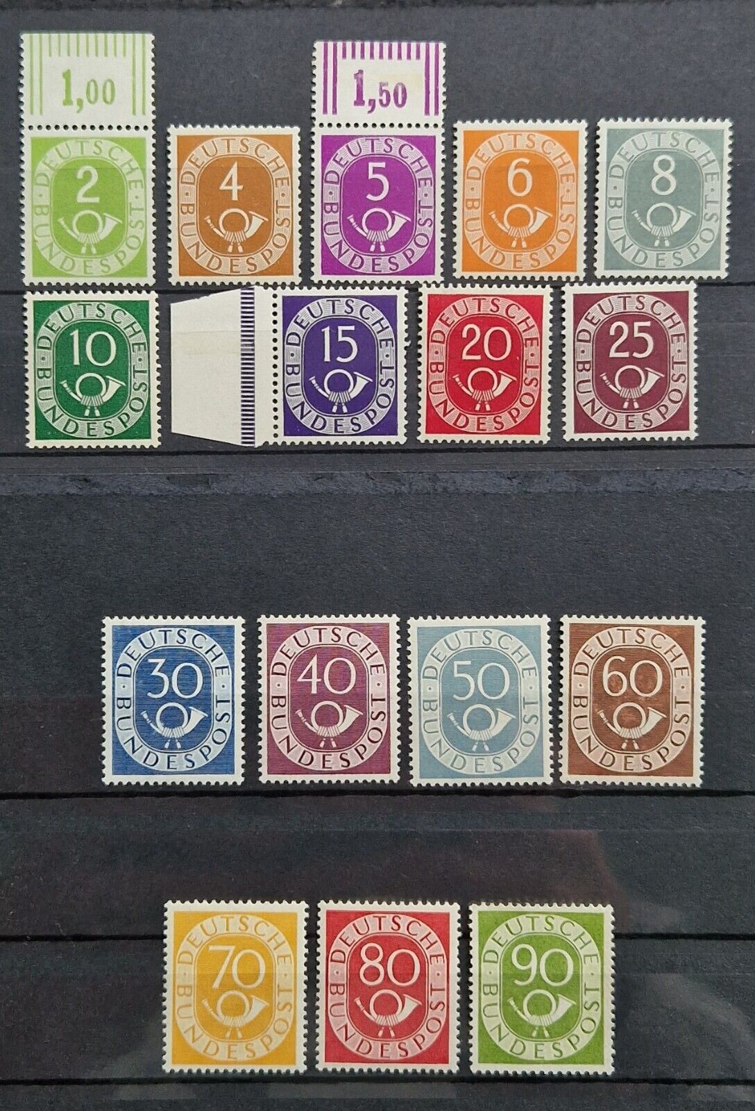 West Germany 1951 1952 Posthorn Set of 16v Mint MNH