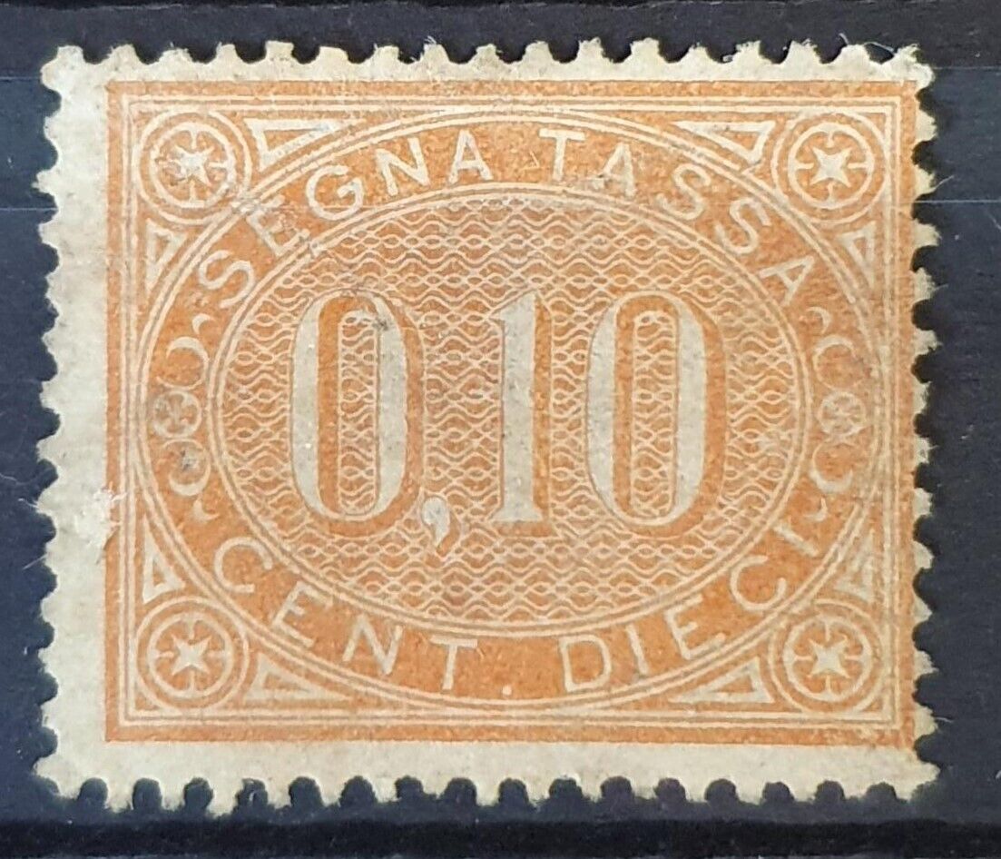 ITALY 1869 Unused No Gum Segnatasse 10 C Orange Brown Sass 2 CV 1300