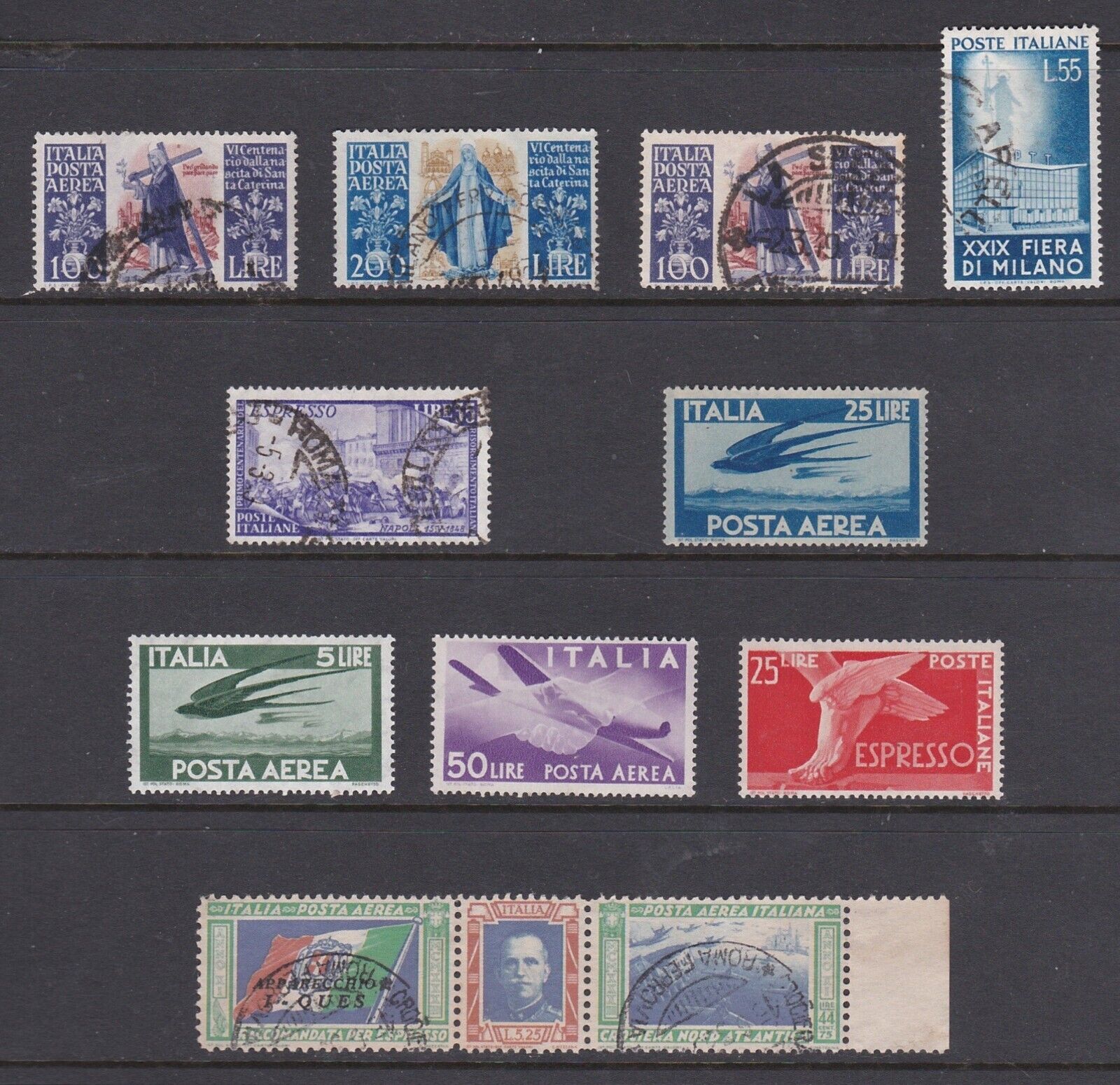 ITALY 19331959 Very good Air Mail stamps Used and MNH Very Fine Condition