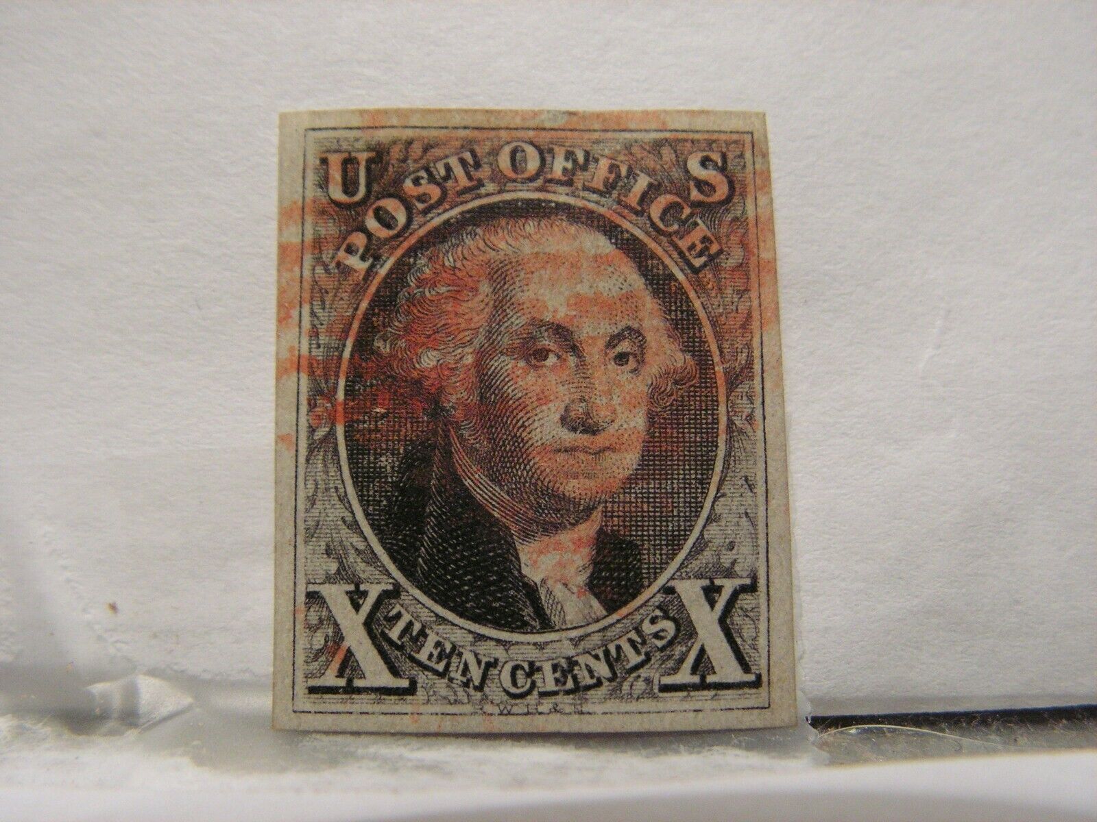 1847 US Postage Stamp  2 Used Washington Imperforated 10 cent Black Fine NH