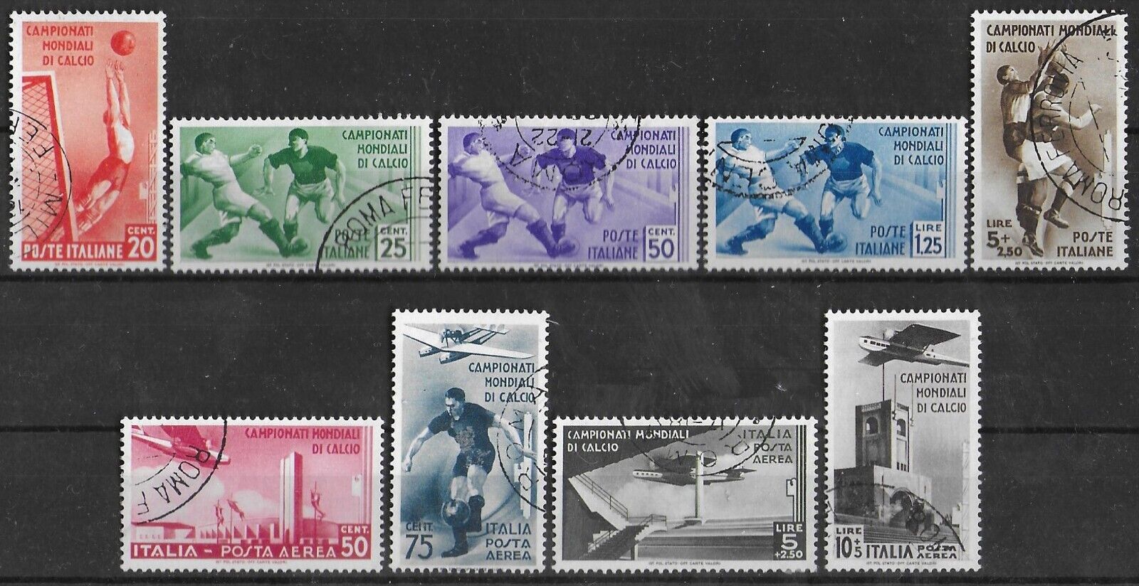 ITALY 1934 Used Airmail Complete Set 9 Sass 357361A69A72 CV 2500 VF
