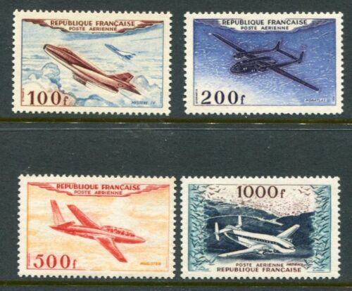 FRANCE 1954 Airmail PLANES MNH Set to 1000F 4 Stamps
