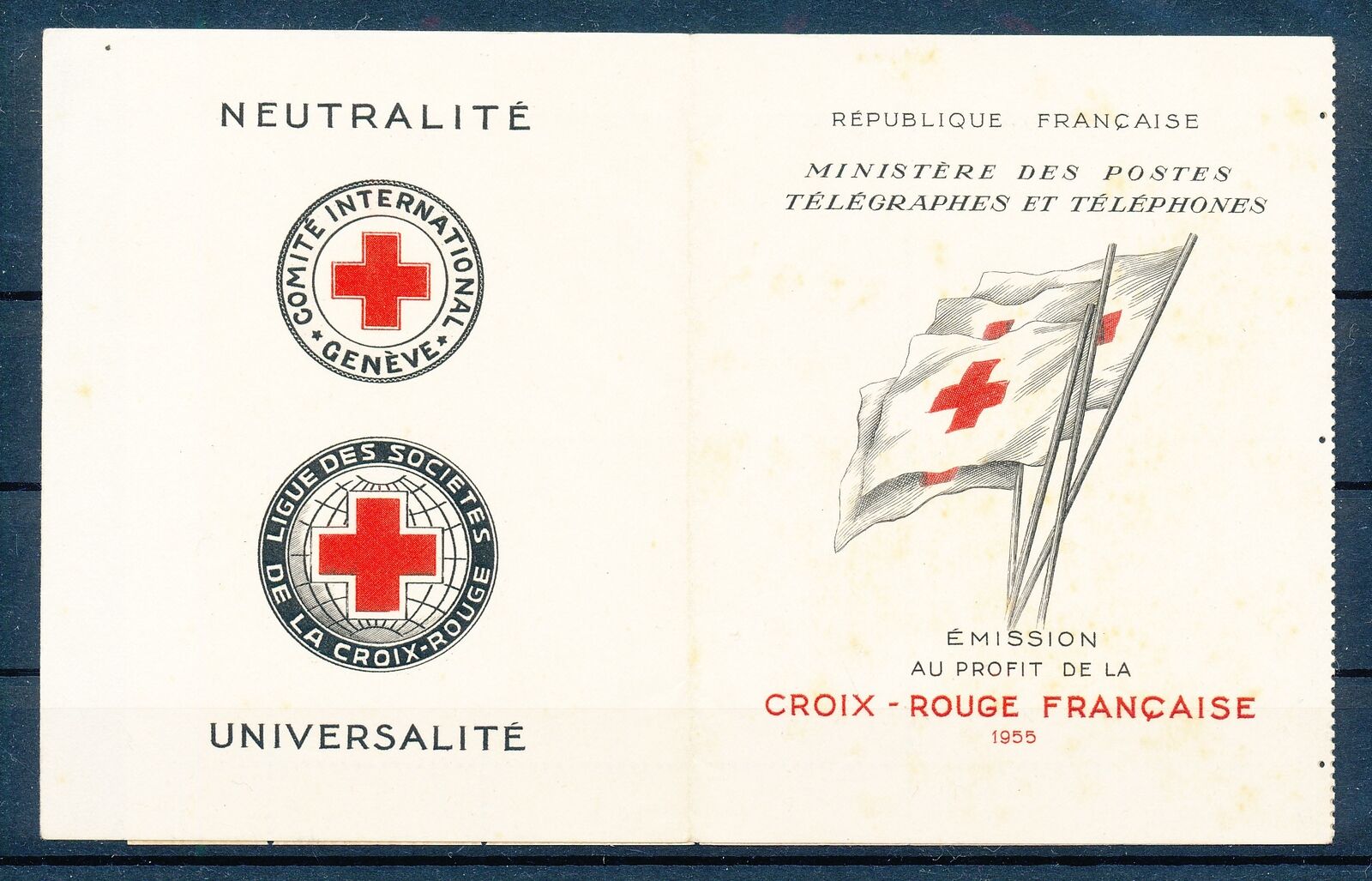 G11724 France 1955 red cross complete booklet MNH value 500